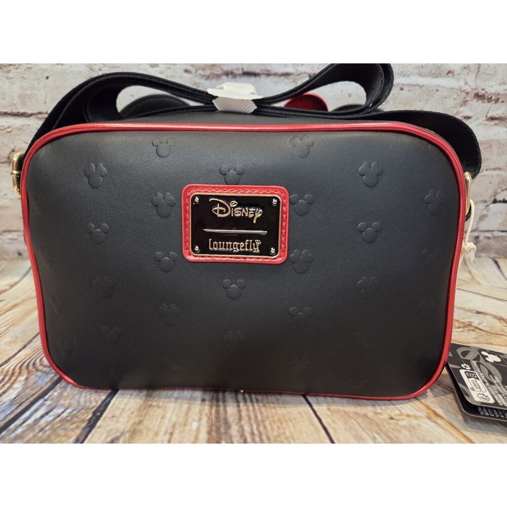 Loungefly Disney Minnie Mouse Metallic Red Bow Ears Crossbody Purse NWT - Picture 5 of 6